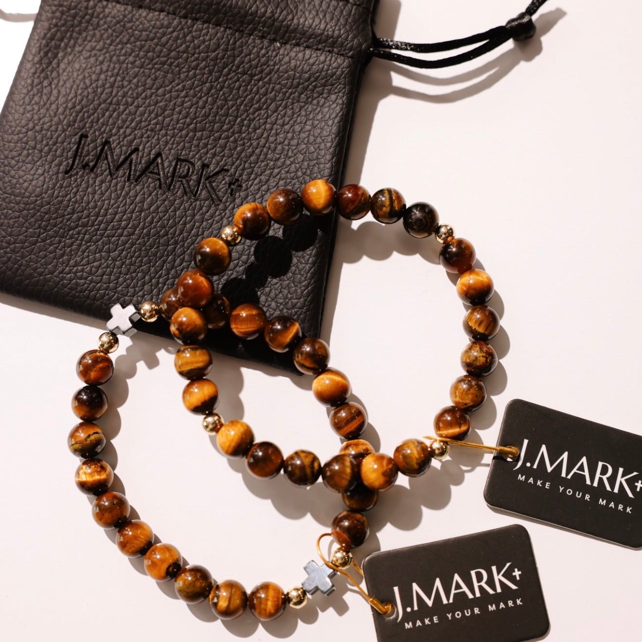 J. Mark: Tigers Eye Cross Bracelet