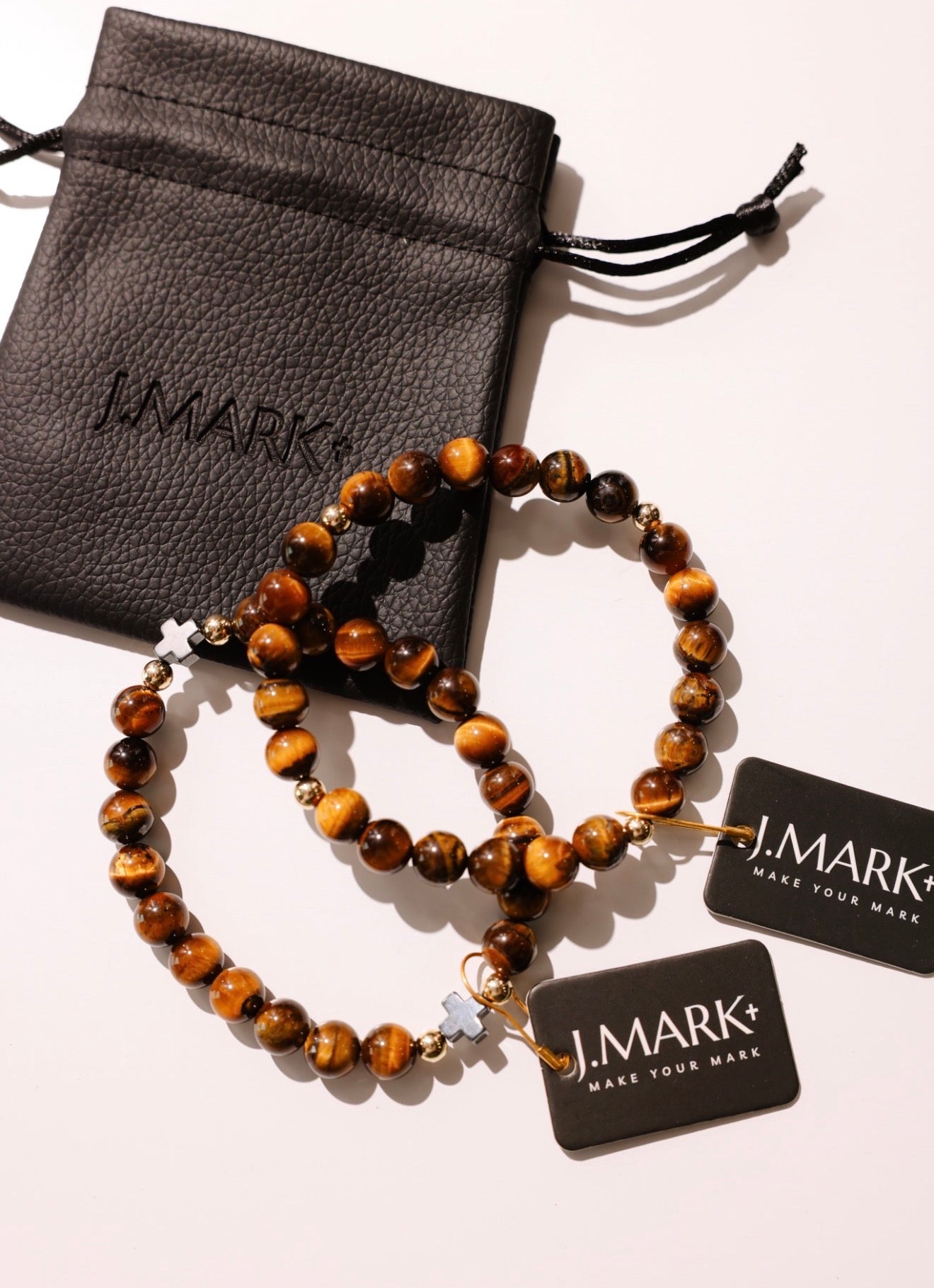 J. Mark: Tigers Eye Cross Bracelet