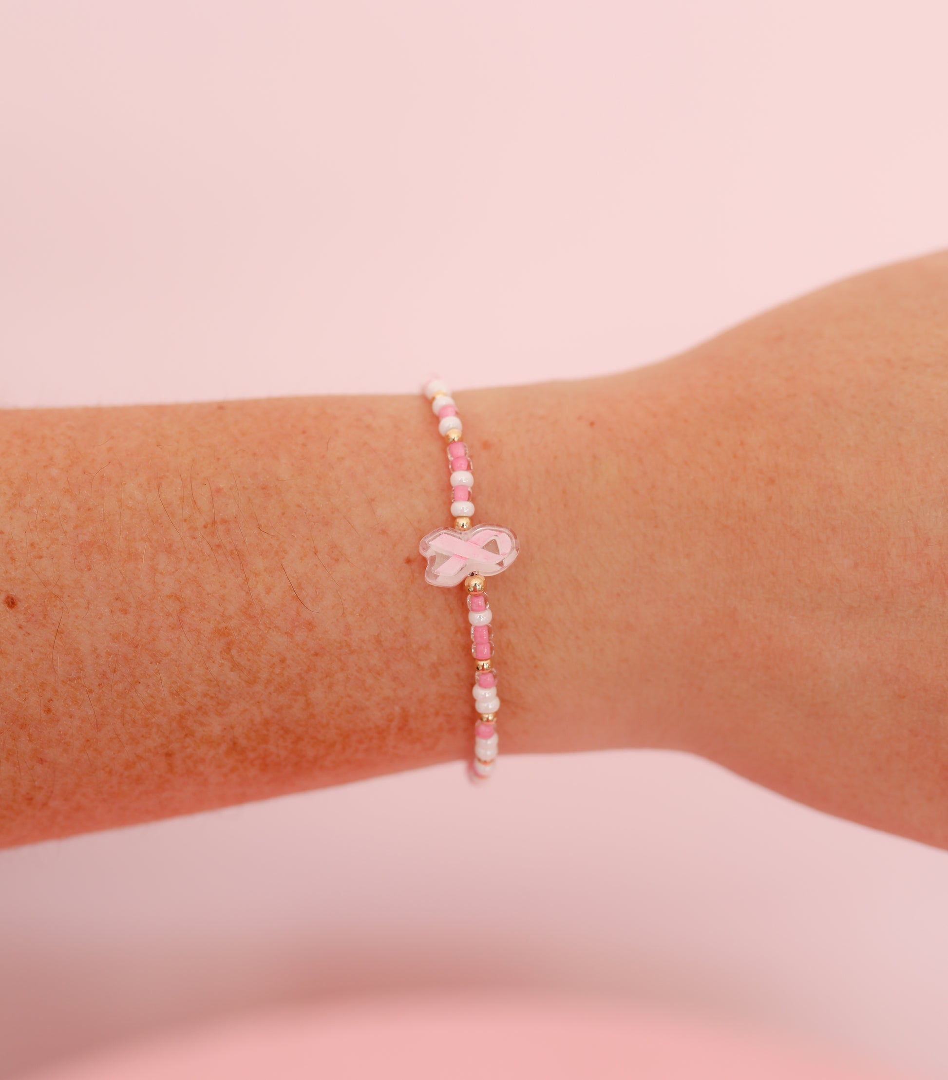 Breast Cancer Ribbon Sprinkle Bracelet