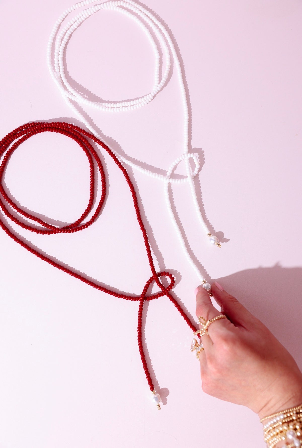 Maroon/Deep Red Beaded Wrap Necklace