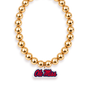 Ole Miss Logo Large Gold Beaded Necklace