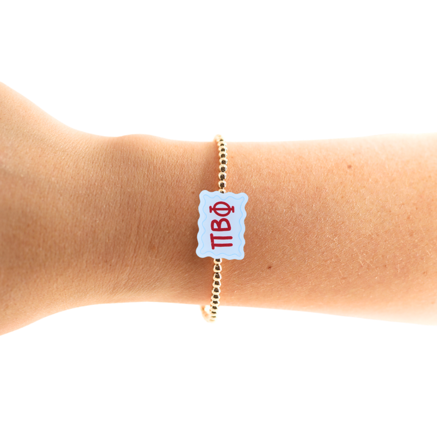 Pi Beta Phi Block Bracelet on Gold