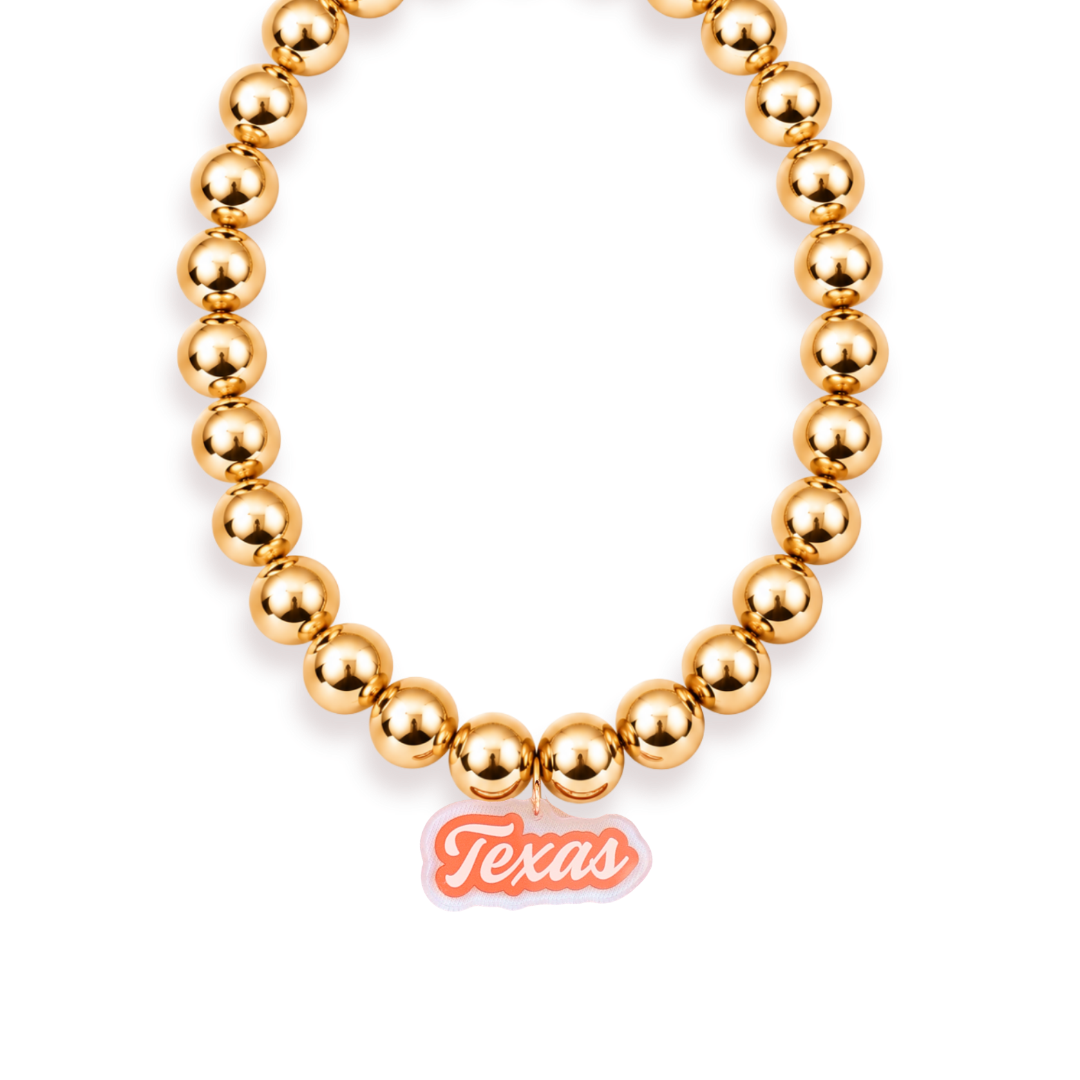 Texas Logo Large Gold Beaded Necklace