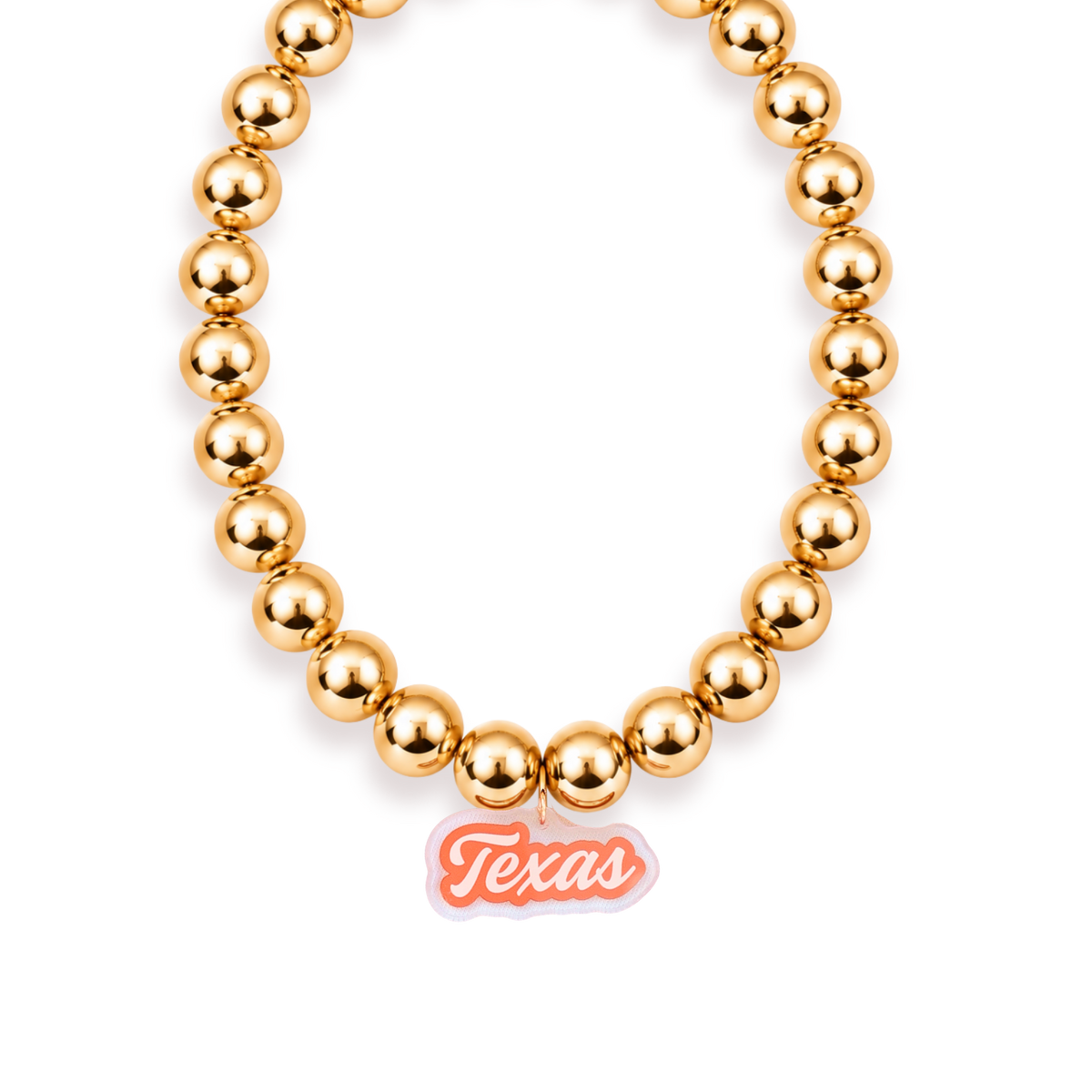 Texas Logo Large Gold Beaded Necklace