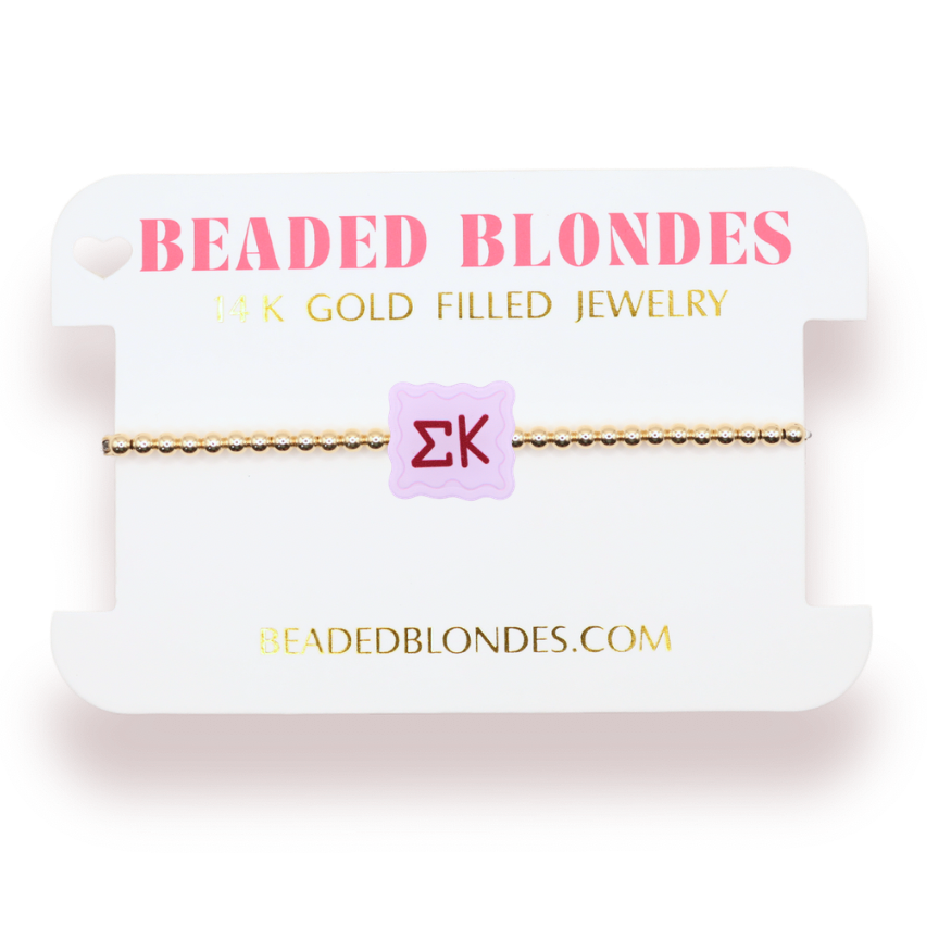 Sigma Kappa Block Bracelet on Gold