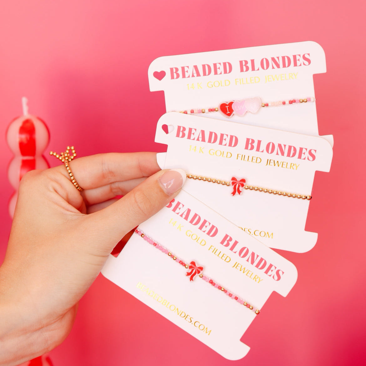 Valentines Bow Sprinkle Bracelet