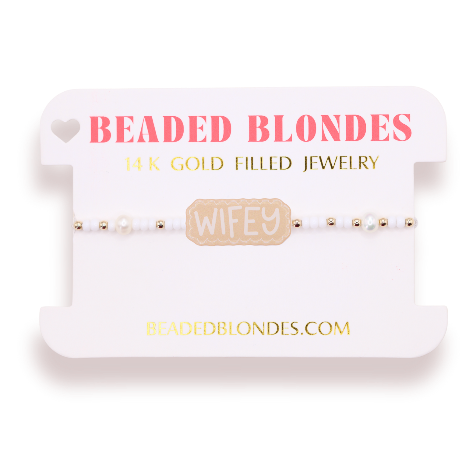 Wifey Bracelet on White Pearl