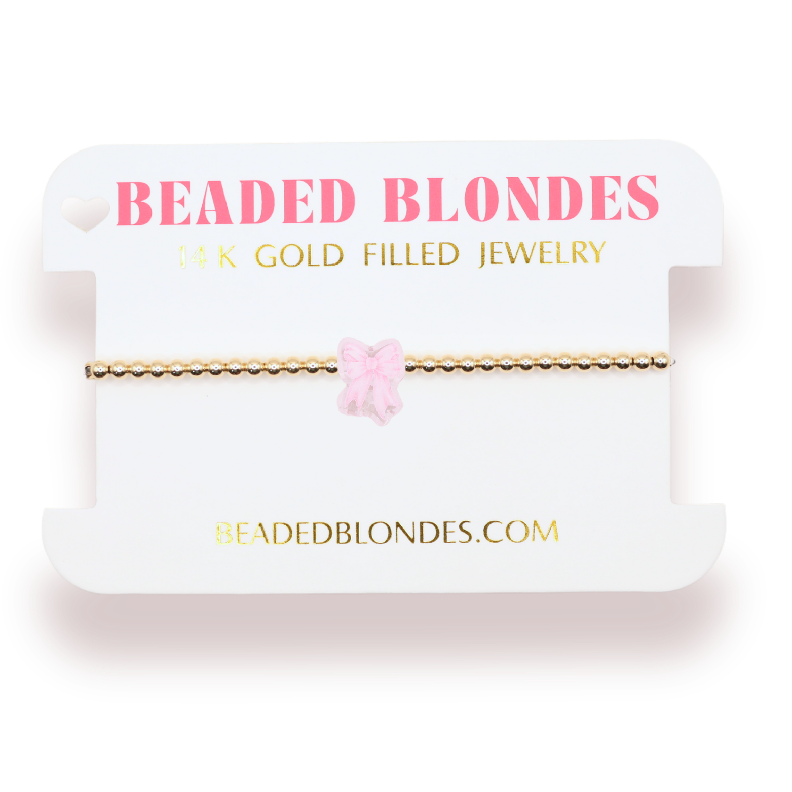 Pink Watercolor Bow Bracelet on Gold