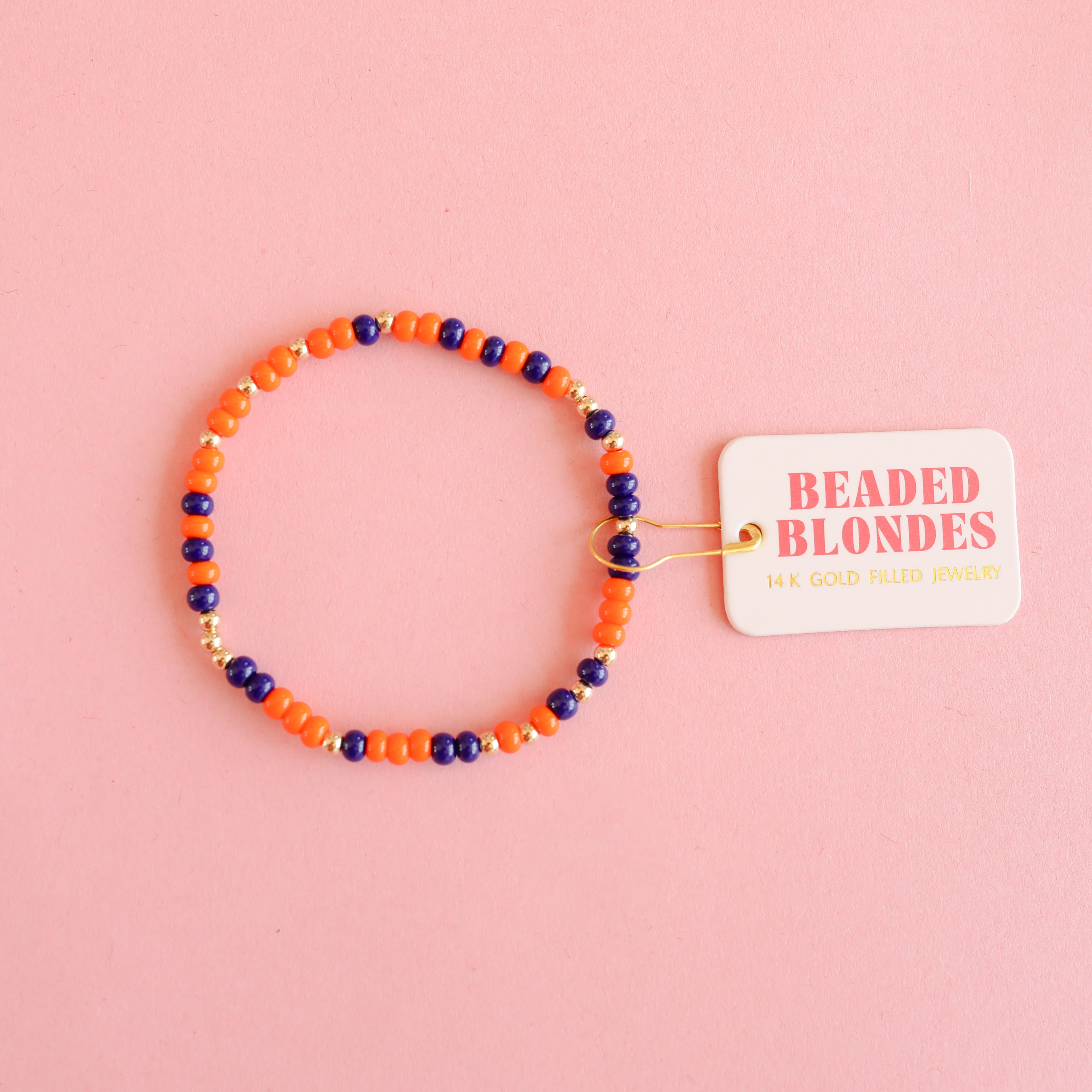 Navy & Orange Sprinkle Bracelet (Spring sale)