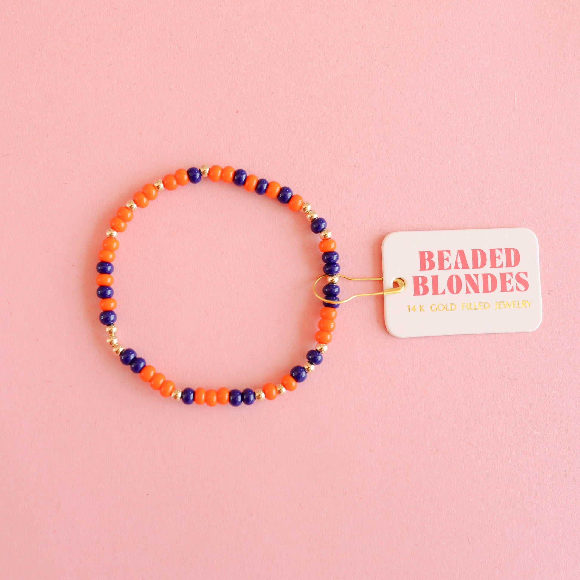Navy & Orange Sprinkle Bracelet (Spring sale)