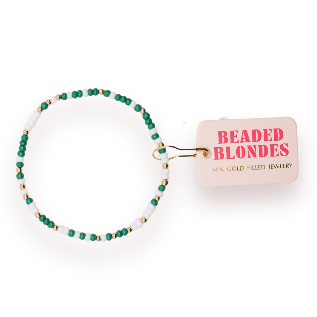 Dark Green & White Sprinkle Bracelet