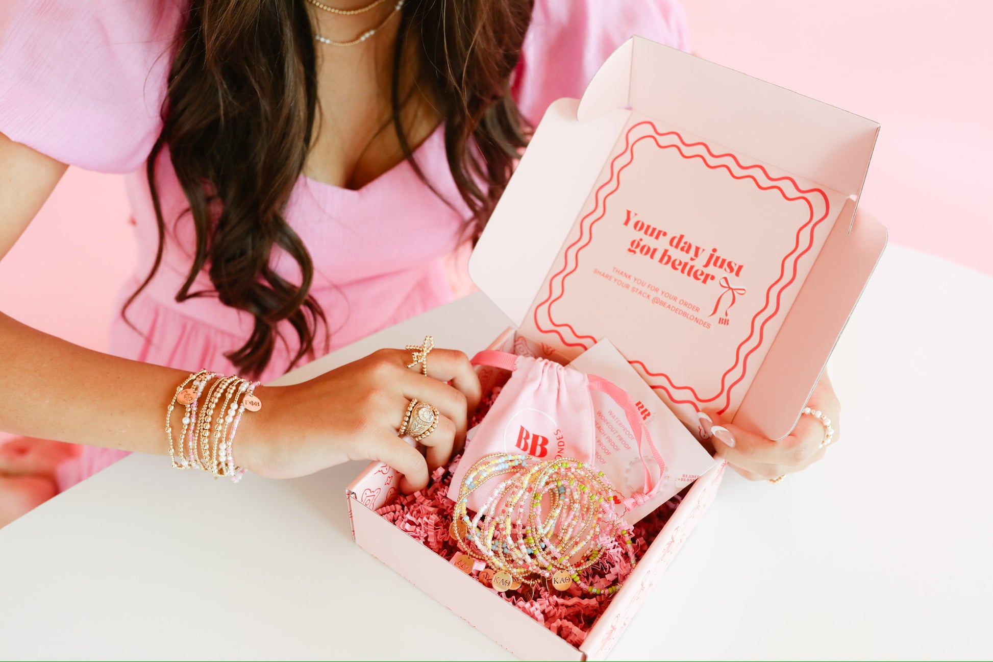 Gamma Phi Beta Sprinkle + Charm Bracelet Stack