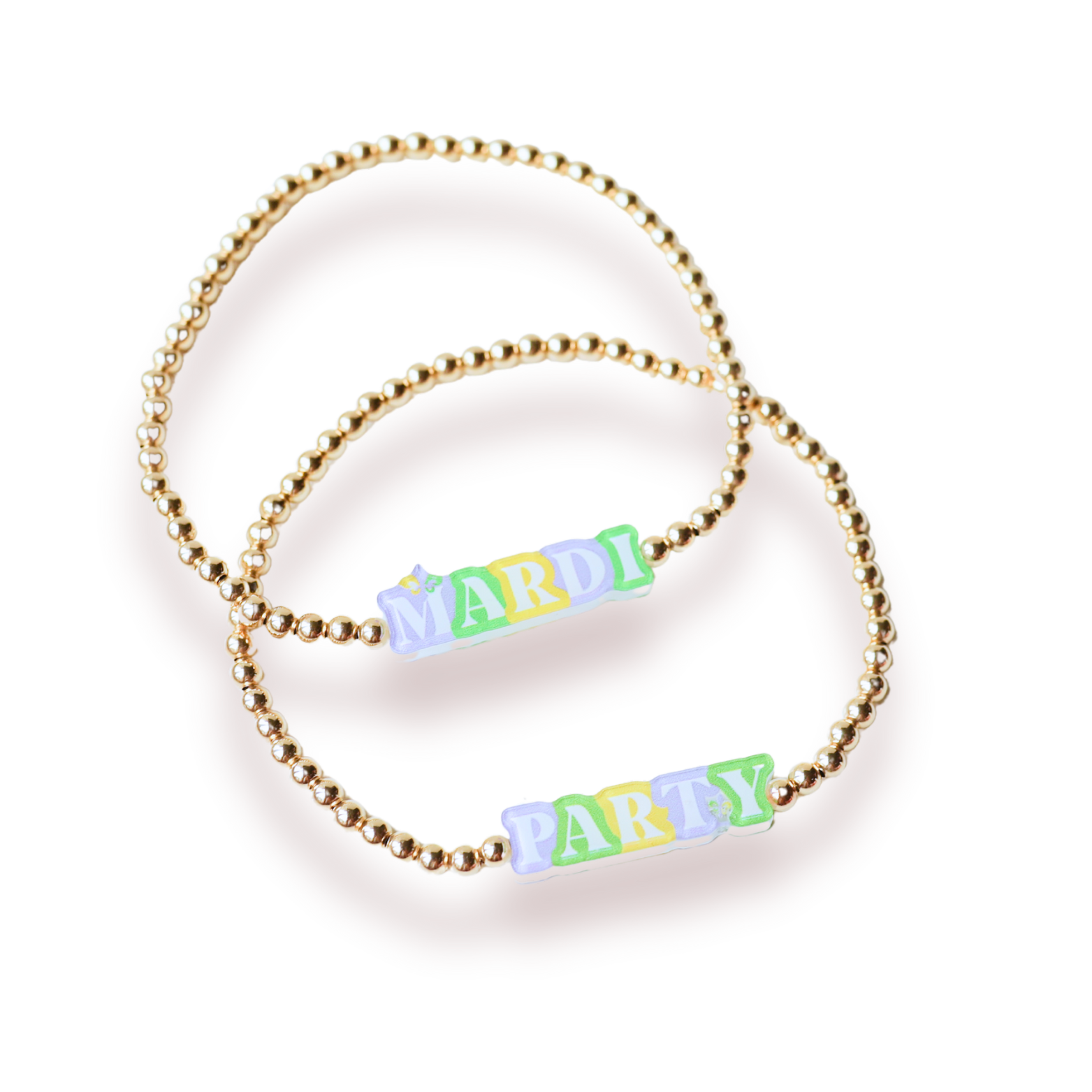 Mardi Party BB Bead Bracelet Stack of 2