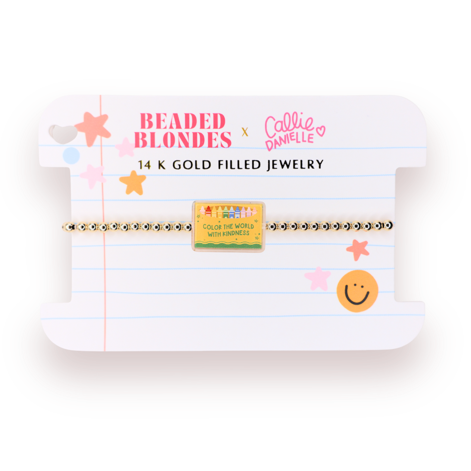 Color the World with Kindness Crayon Box Bracelet on Gold