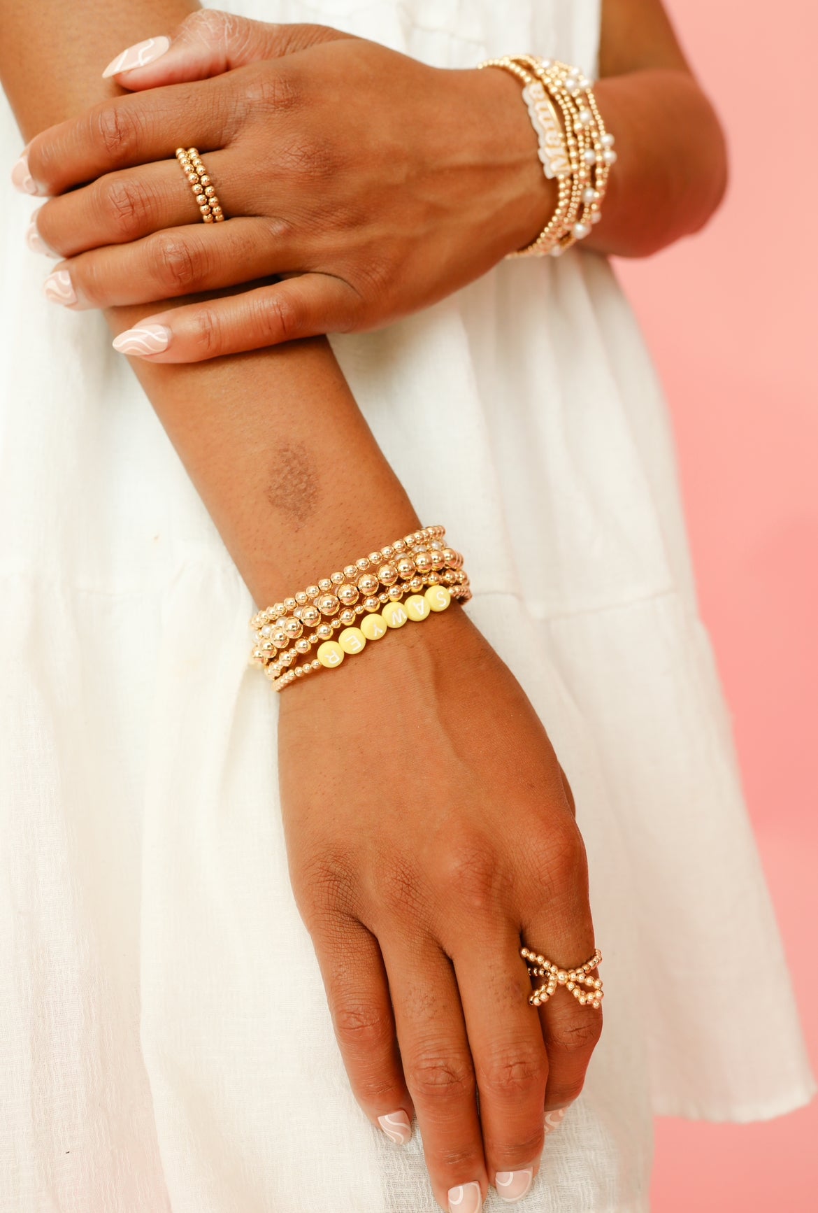 Custom Yellow Pastel Letter Bracelet