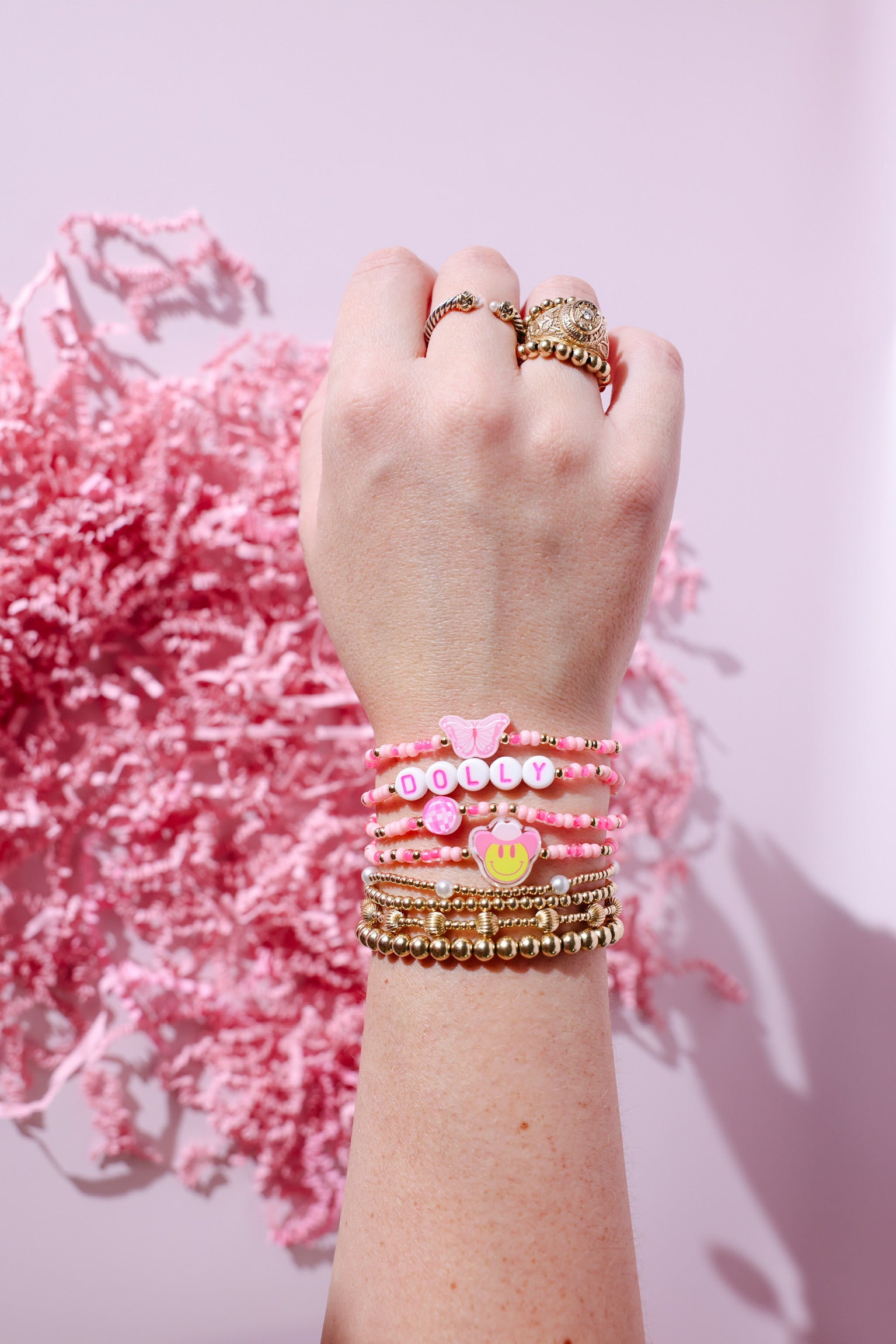 Disco Ball Bracelet on Pink Sprinkle