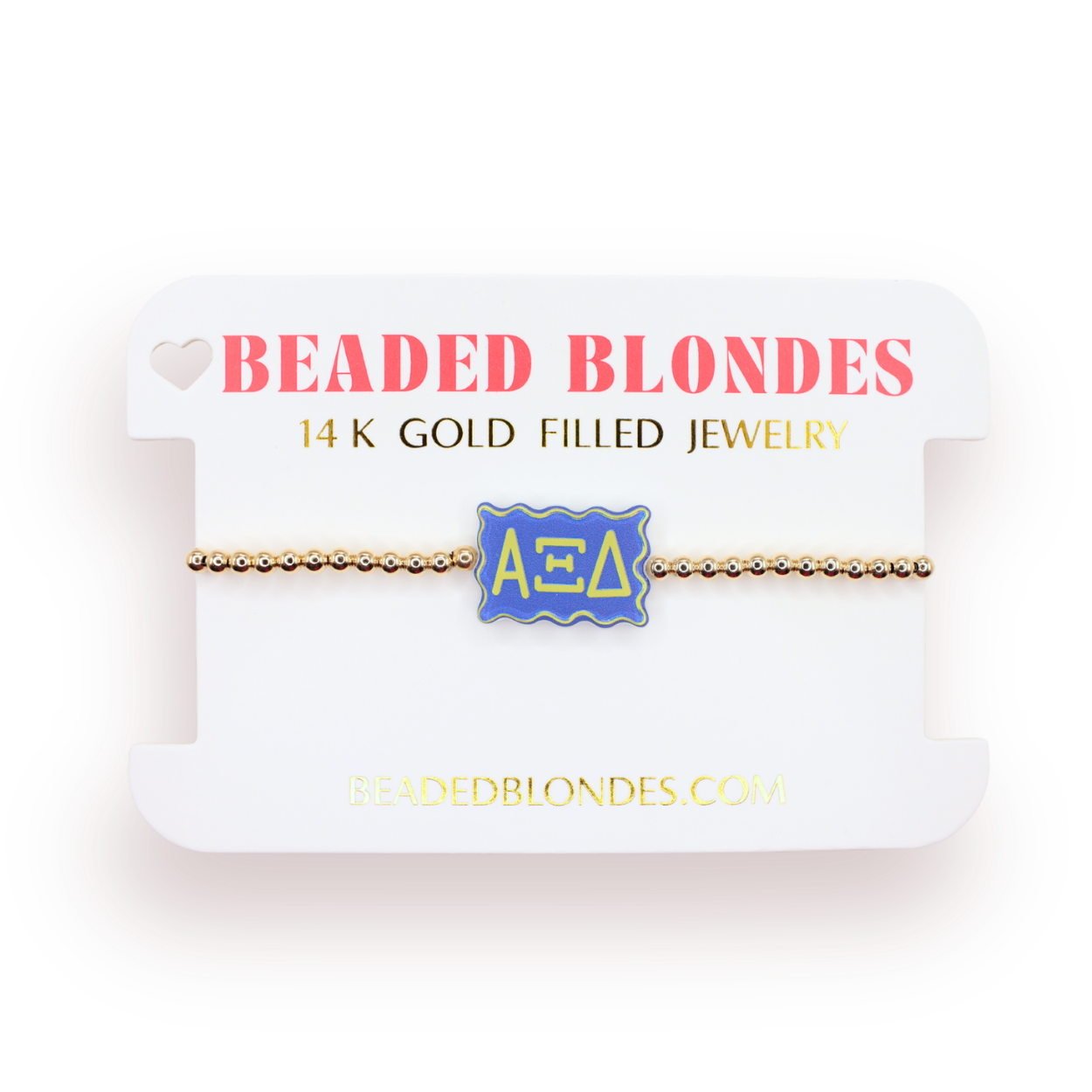 Alpha Xi Delta Block Bracelet on Gold
