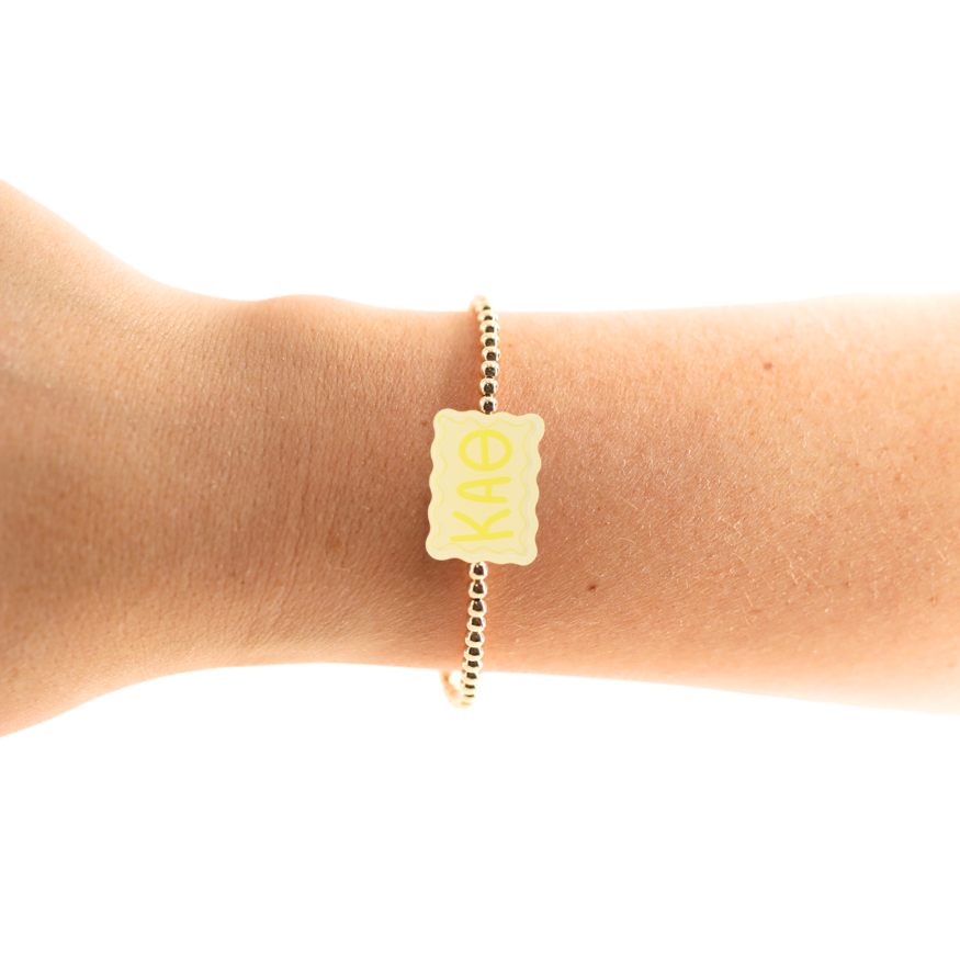 Kappa Alpha Theta Block Bracelet on Gold