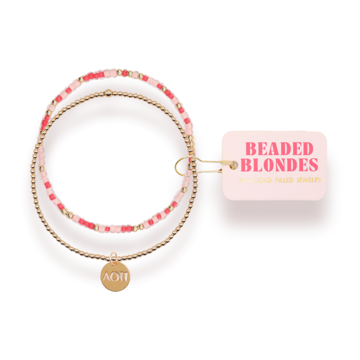 Alpha Omicron Pi Sprinkle + Charm Bracelet Stack