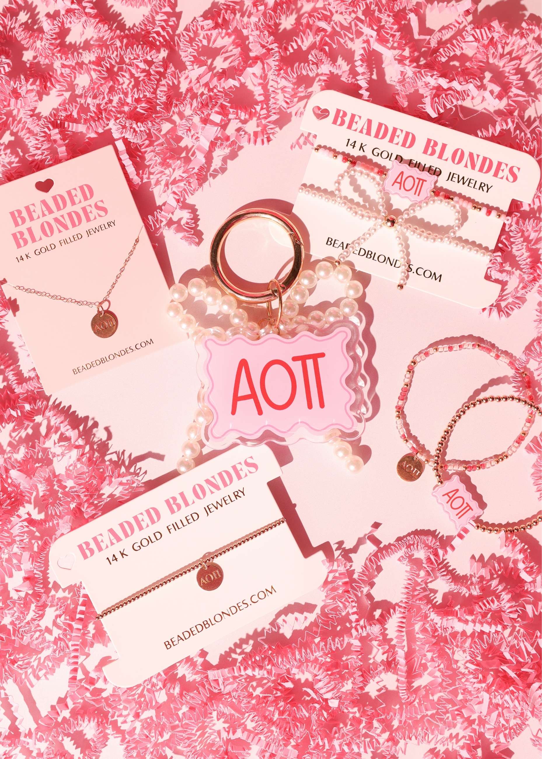 Alpha Omicron Pi Block Bracelet on Gold