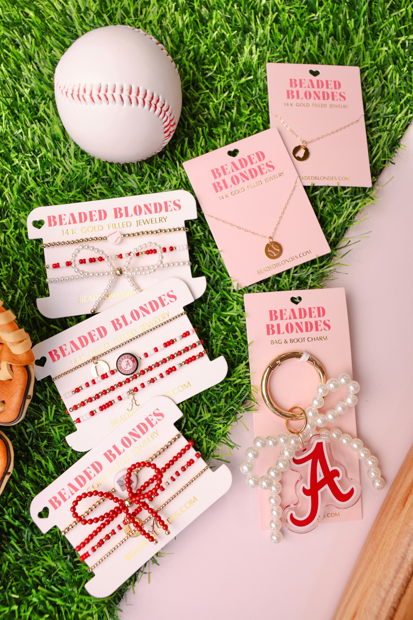 Alabama (Crimson and White) State Cutout Charm Bracelet on Color