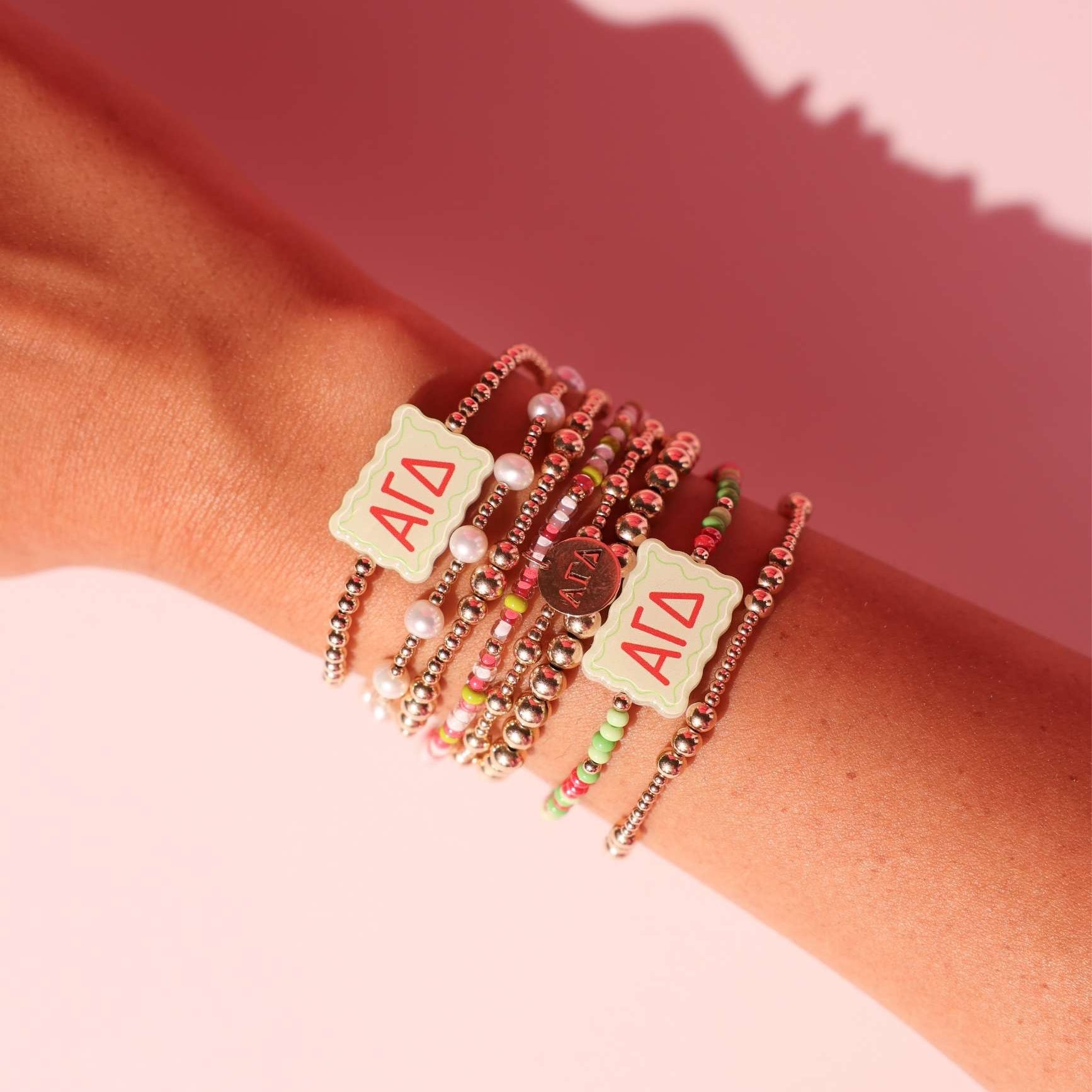Alpha Gamma Delta Block Bracelet on Color
