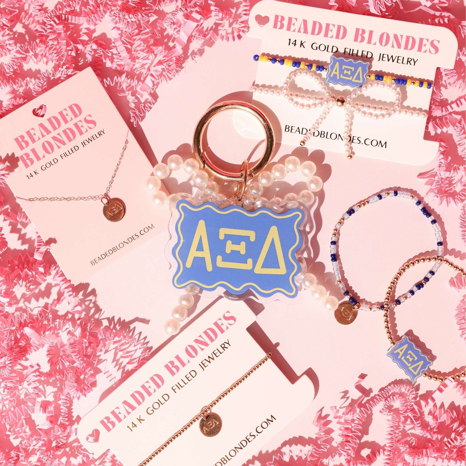 Alpha Xi Delta Block Bracelet on Color