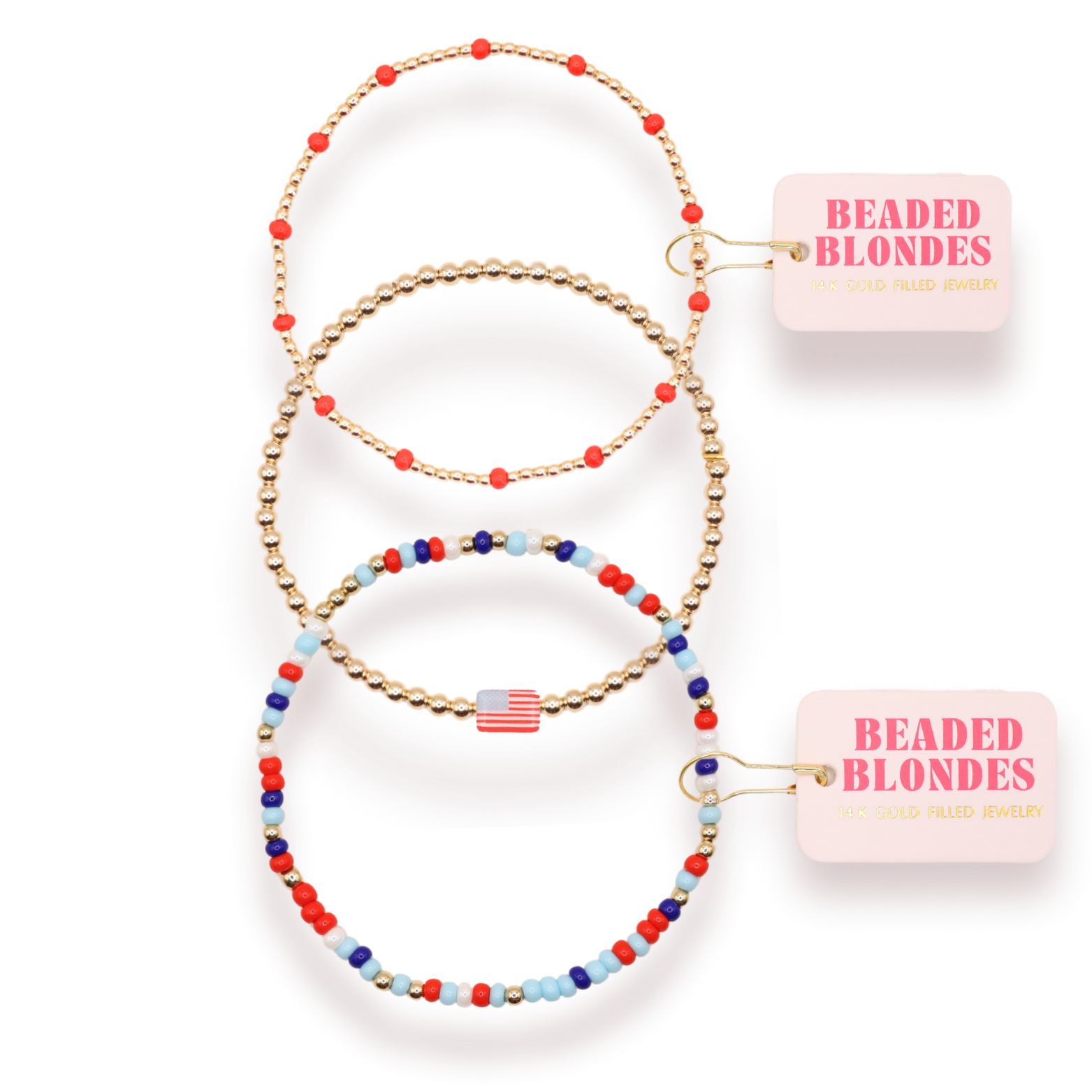 American Flag Dainty Poppi Stack of 3