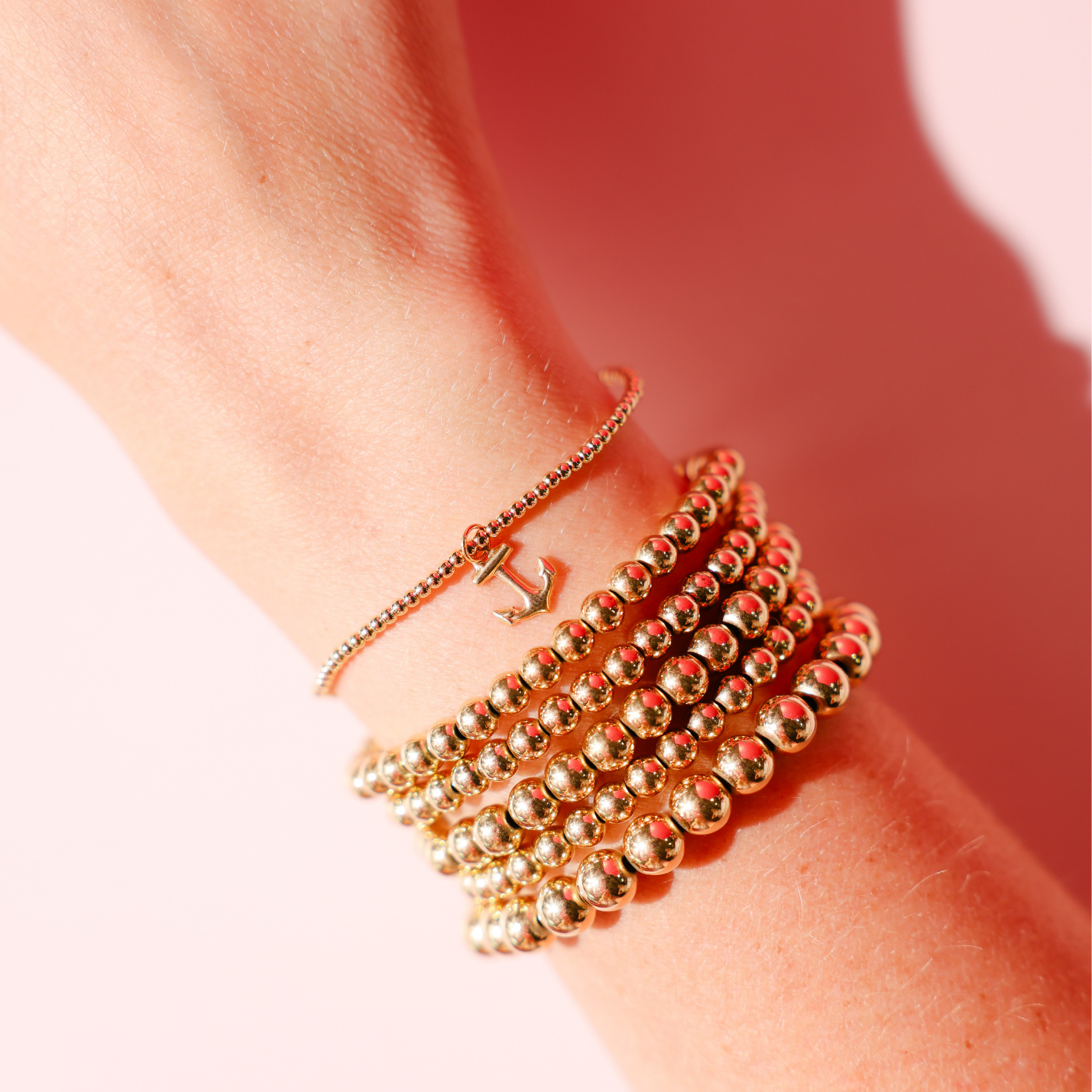 Anchor Charm on 2MM Gold Bracelet