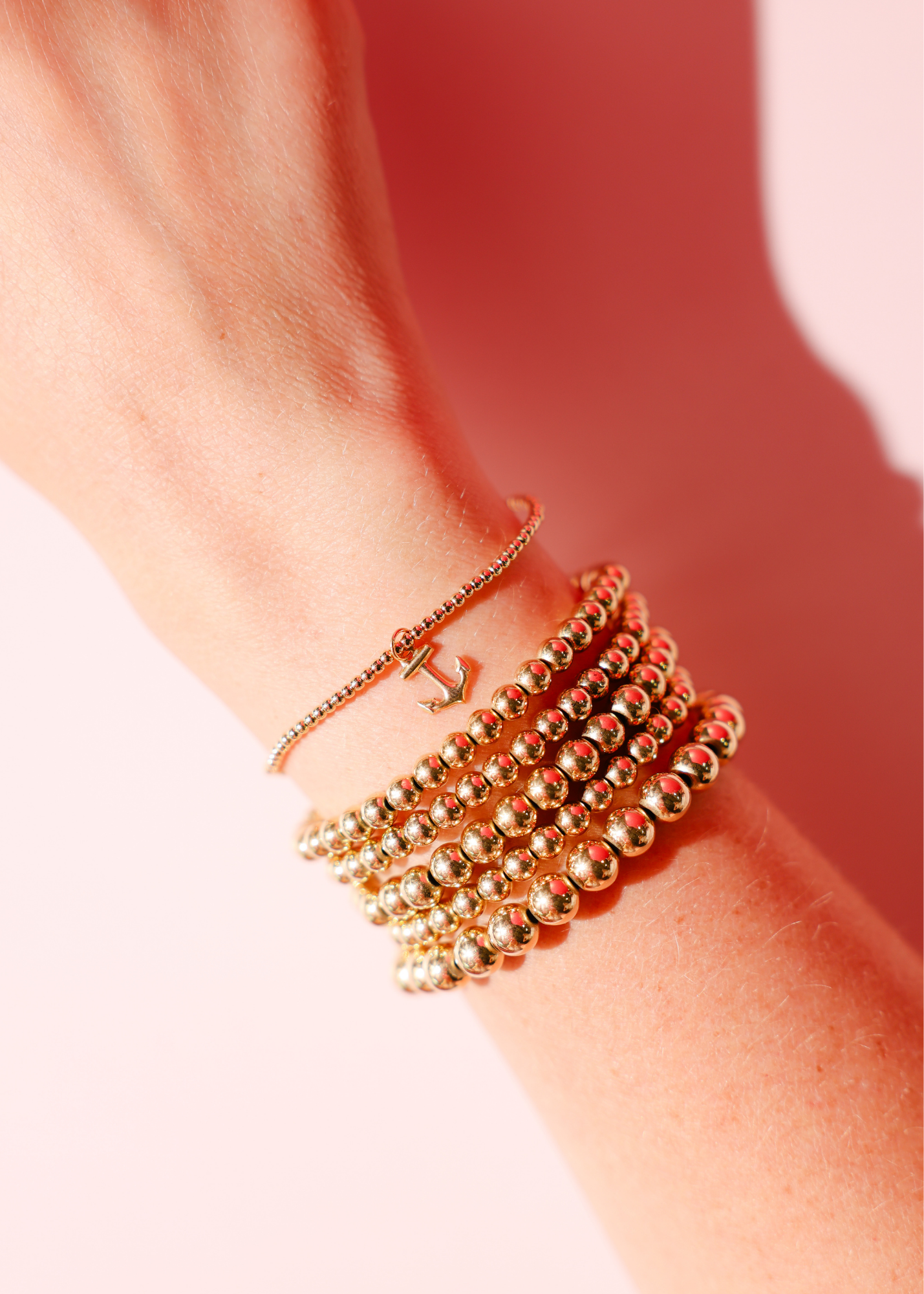 Anchor Charm on 2MM Gold Bracelet