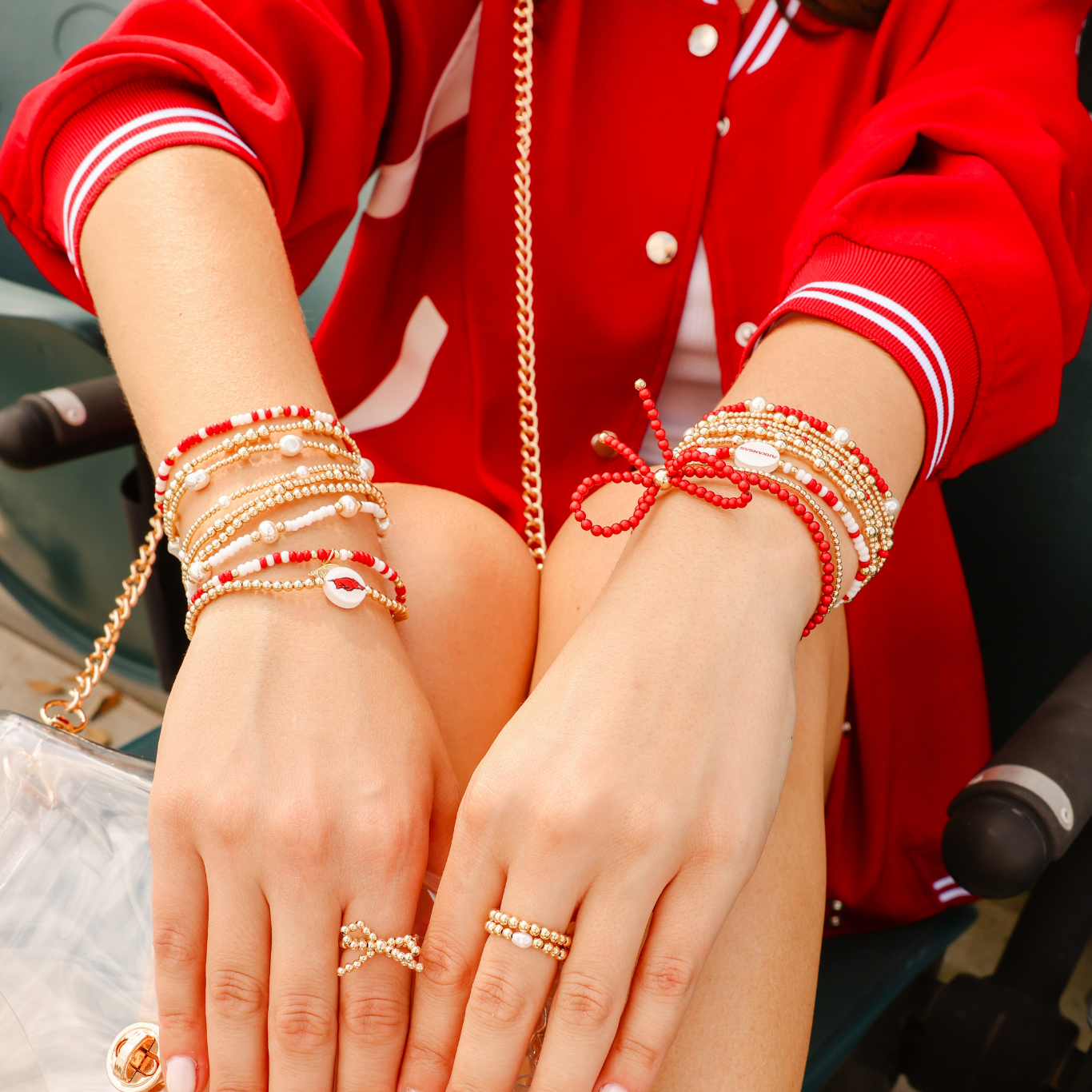 Arkansas Logo Flip Bracelet on Gold