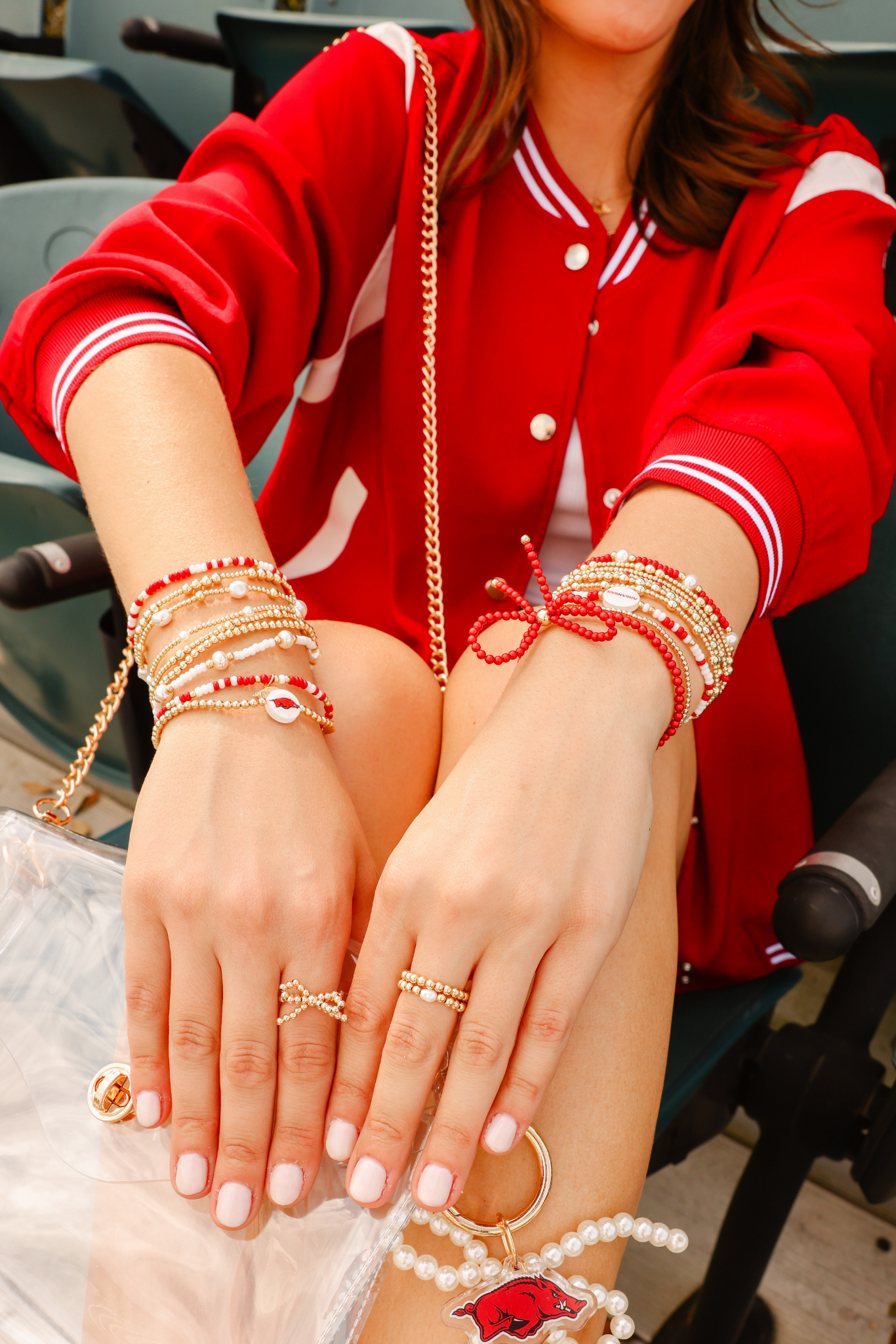 Arkansas Logo Flip Bracelet on Gold