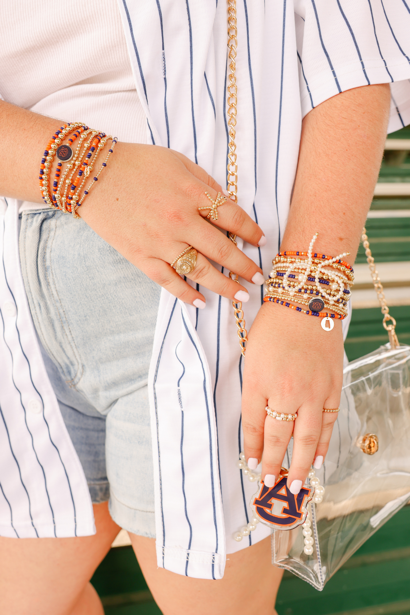 Auburn Logo Flip Bracelet on Gold