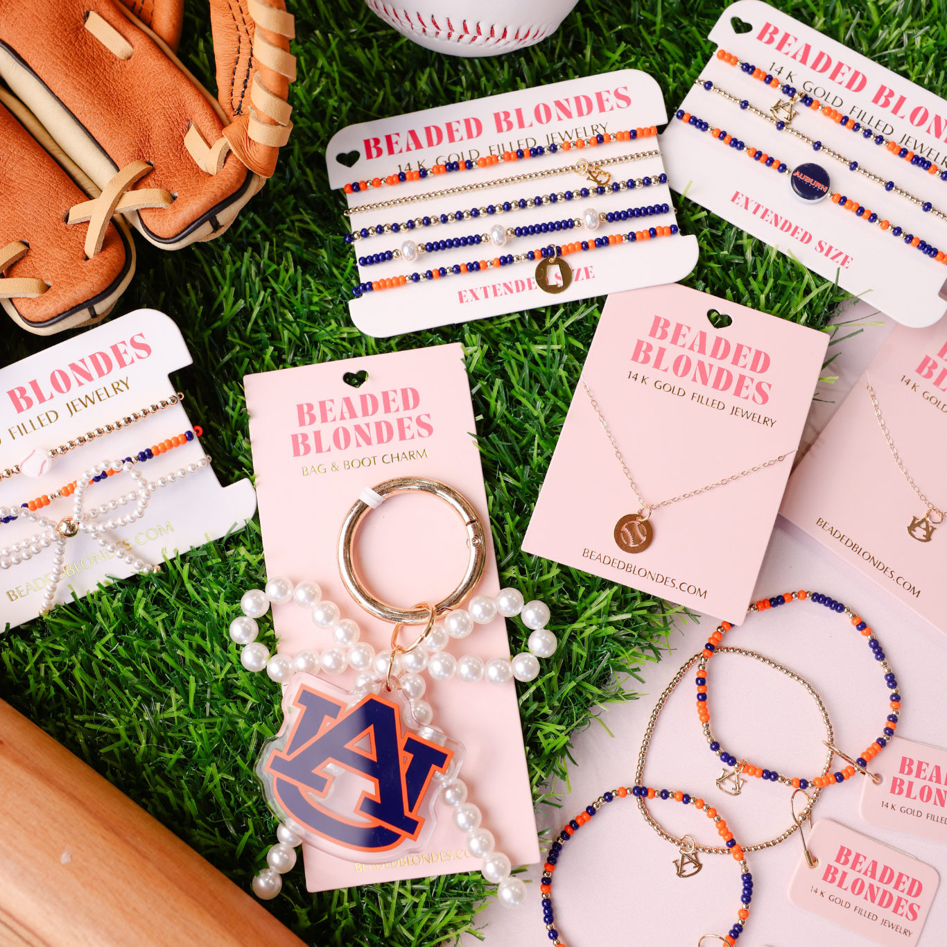 Auburn Logo Charm Bracelet on Gold