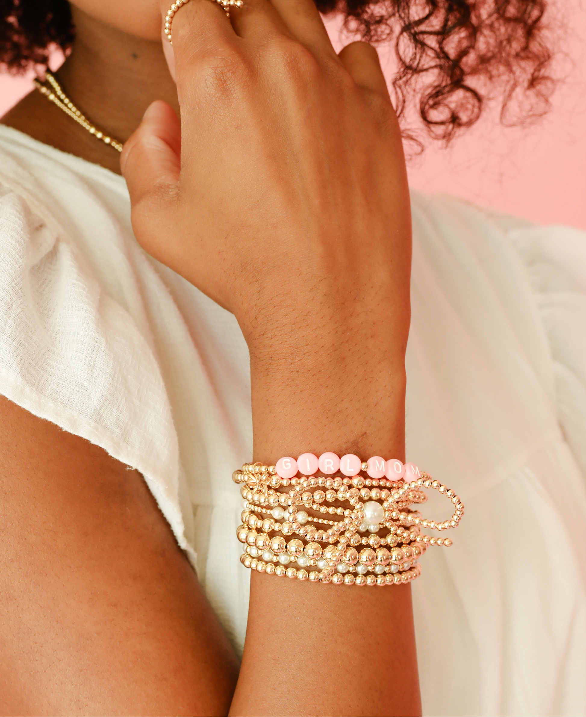 Custom Pink Pastel Letter Bracelet