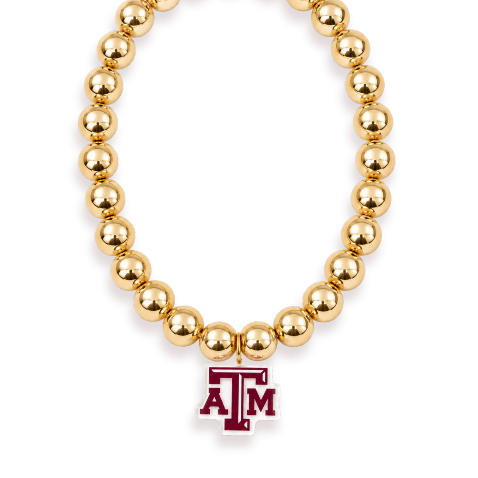 Texas A&M Logo Large Gold Beaded Necklace