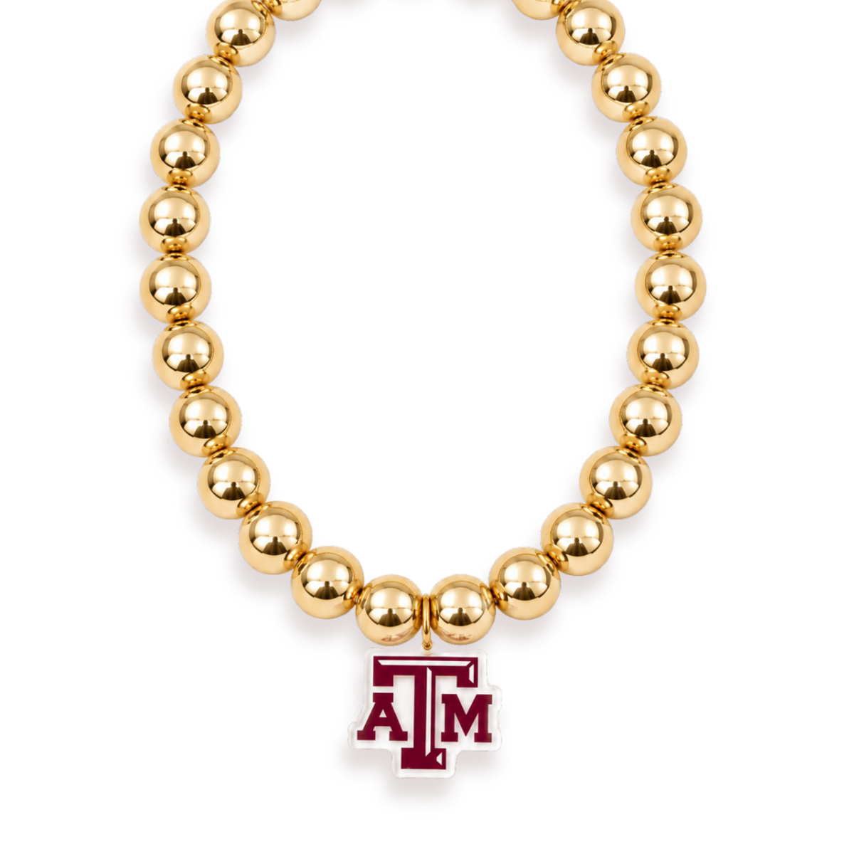 Texas A&M Logo Large Gold Beaded Necklace