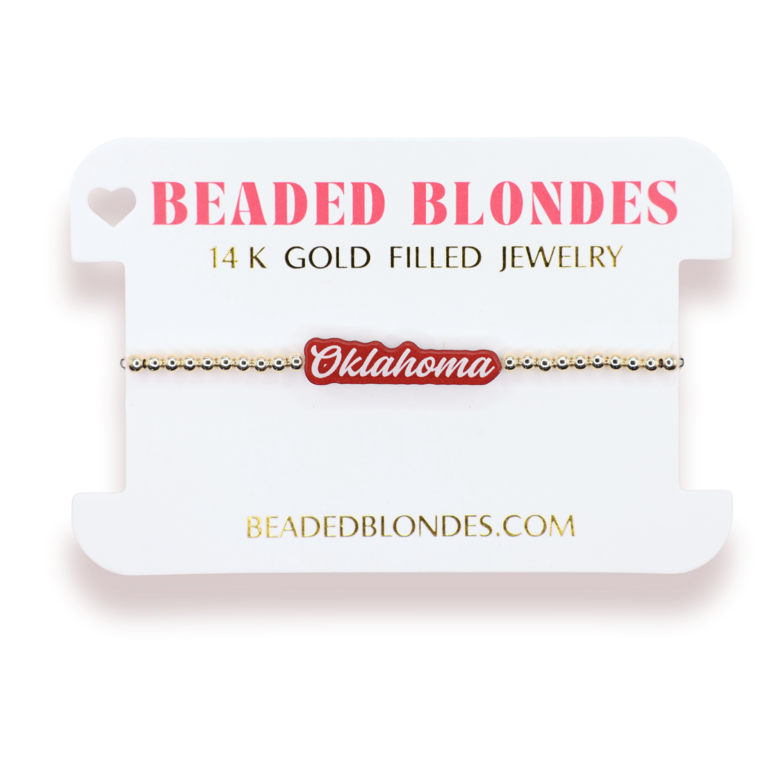 Oklahoma (OU) Word Bracelet on Gold