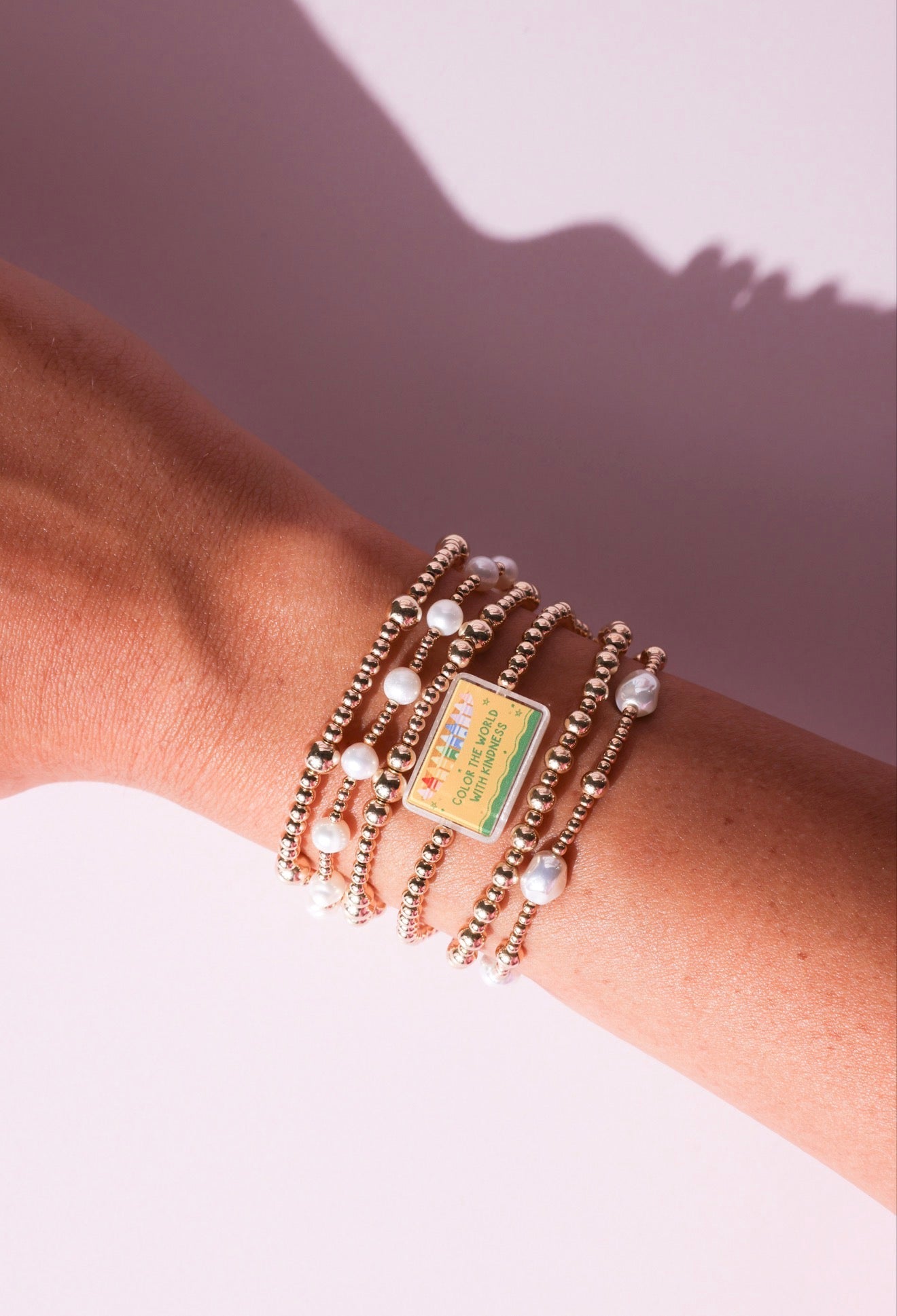Color the World with Kindness Crayon Box Bracelet on Gold