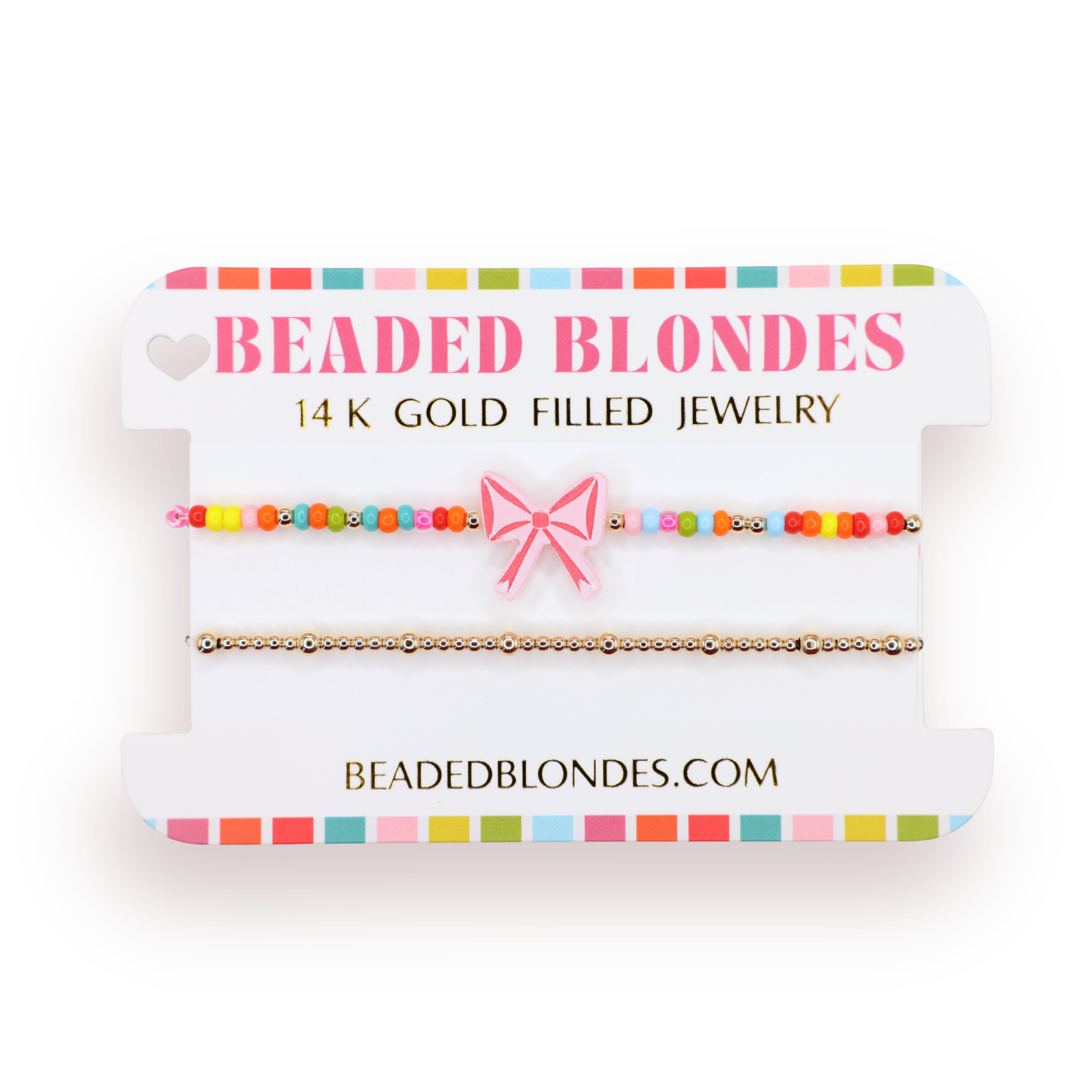 Red Bow Bracelet + Dainty June Bracelet Stack of 2