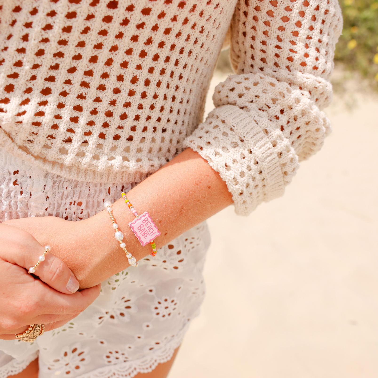 Beach Babe Bracelet + Lana Pearl Bracelet Stack of 2