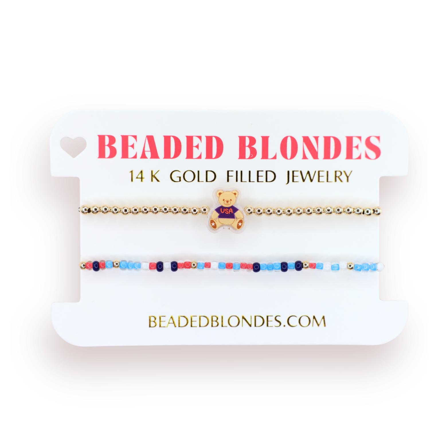Patriotic Teddy Bear Bracelet + Bomb Pop Sprinkle (Stack of 2)