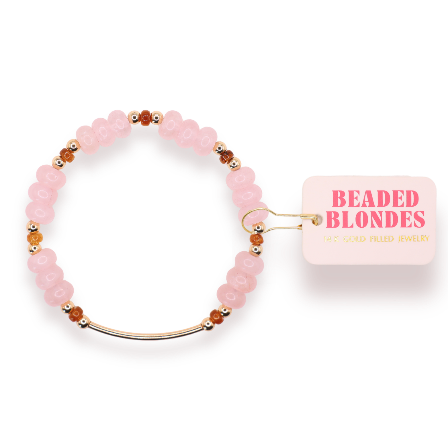 Brittany Bar Bracelet in Light Pink and Brown