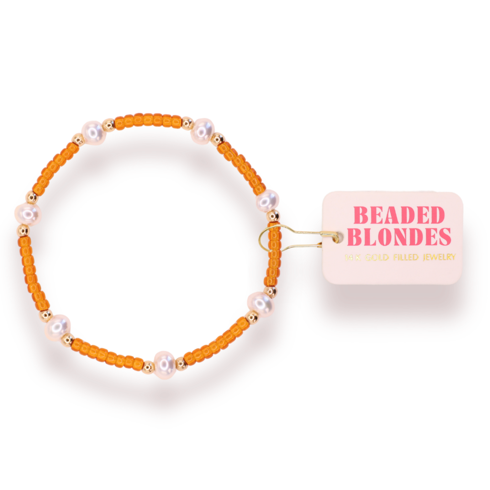 Burnt Orange Pearl Bracelet