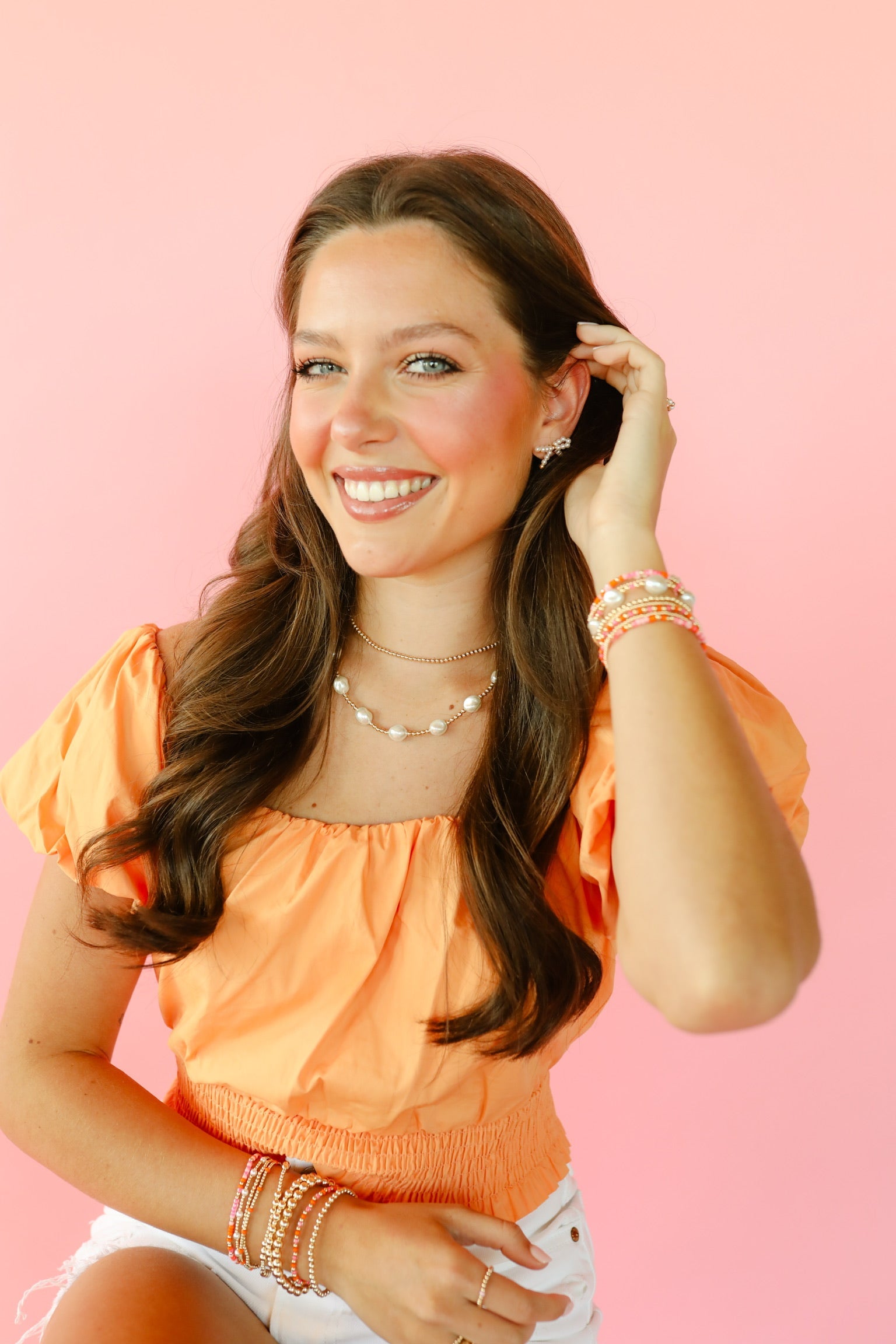 Hot Pink Sadie Pearl Bracelet