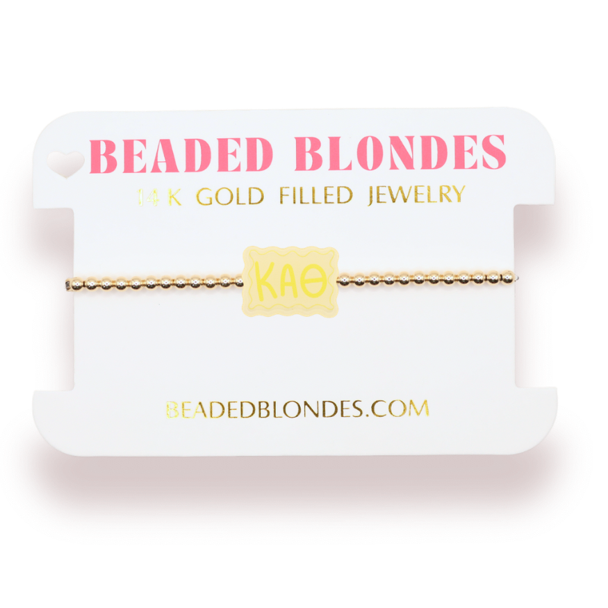 Kappa Alpha Theta Block Bracelet on Gold