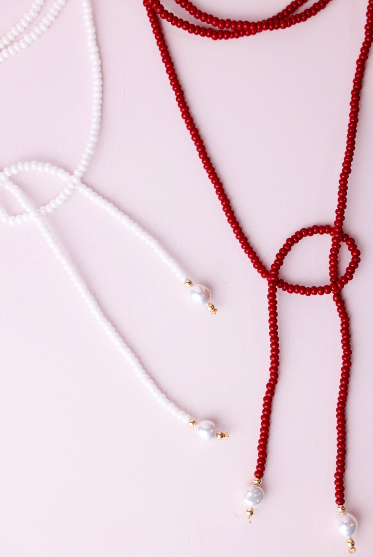 Maroon/Deep Red Beaded Wrap Necklace