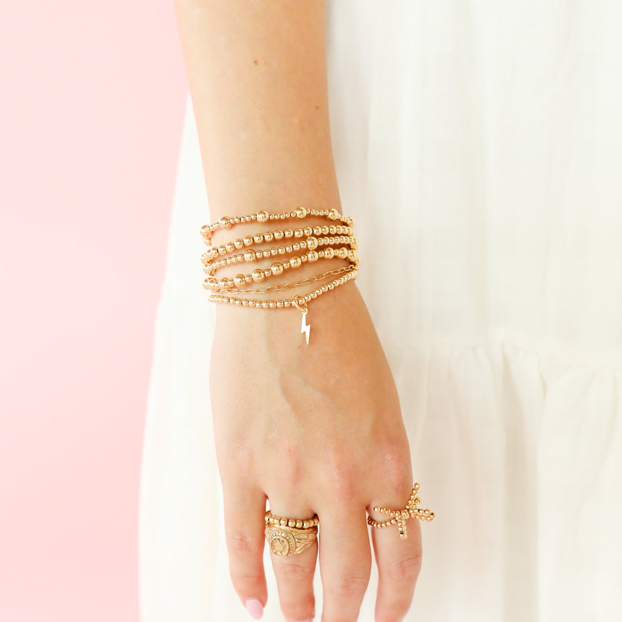 Lightening Bolt Gold Charm Bracelet