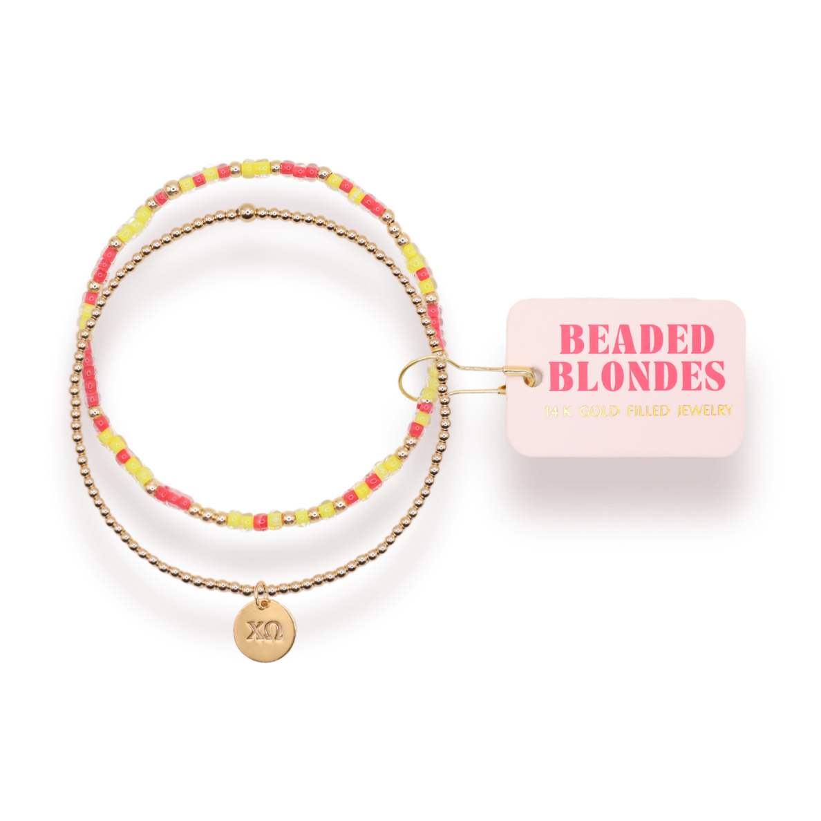 Chi Omega Sprinkle + Charm Bracelet Stack