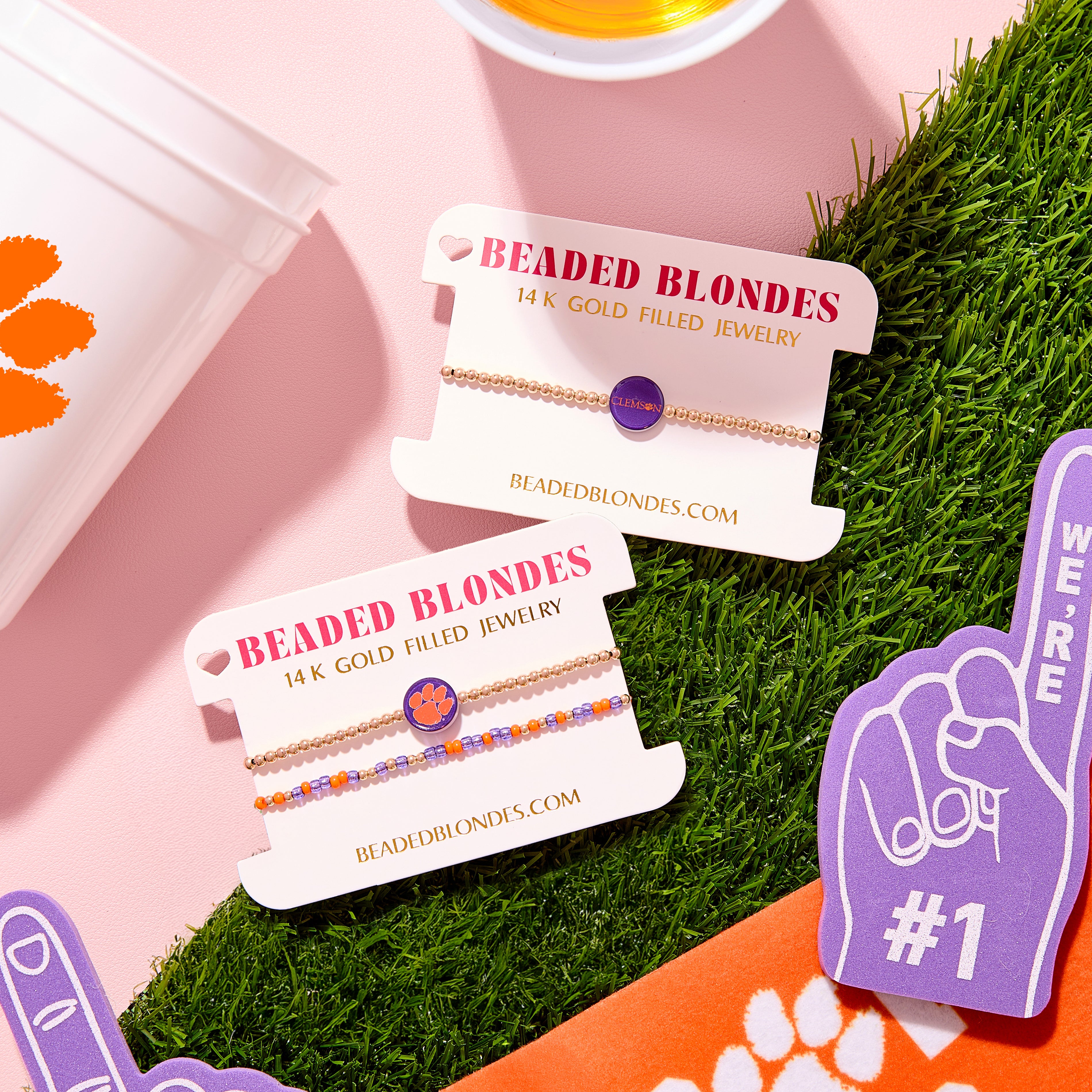 Clemson/Tigers Logo + Sprinkle Bracelet Stack